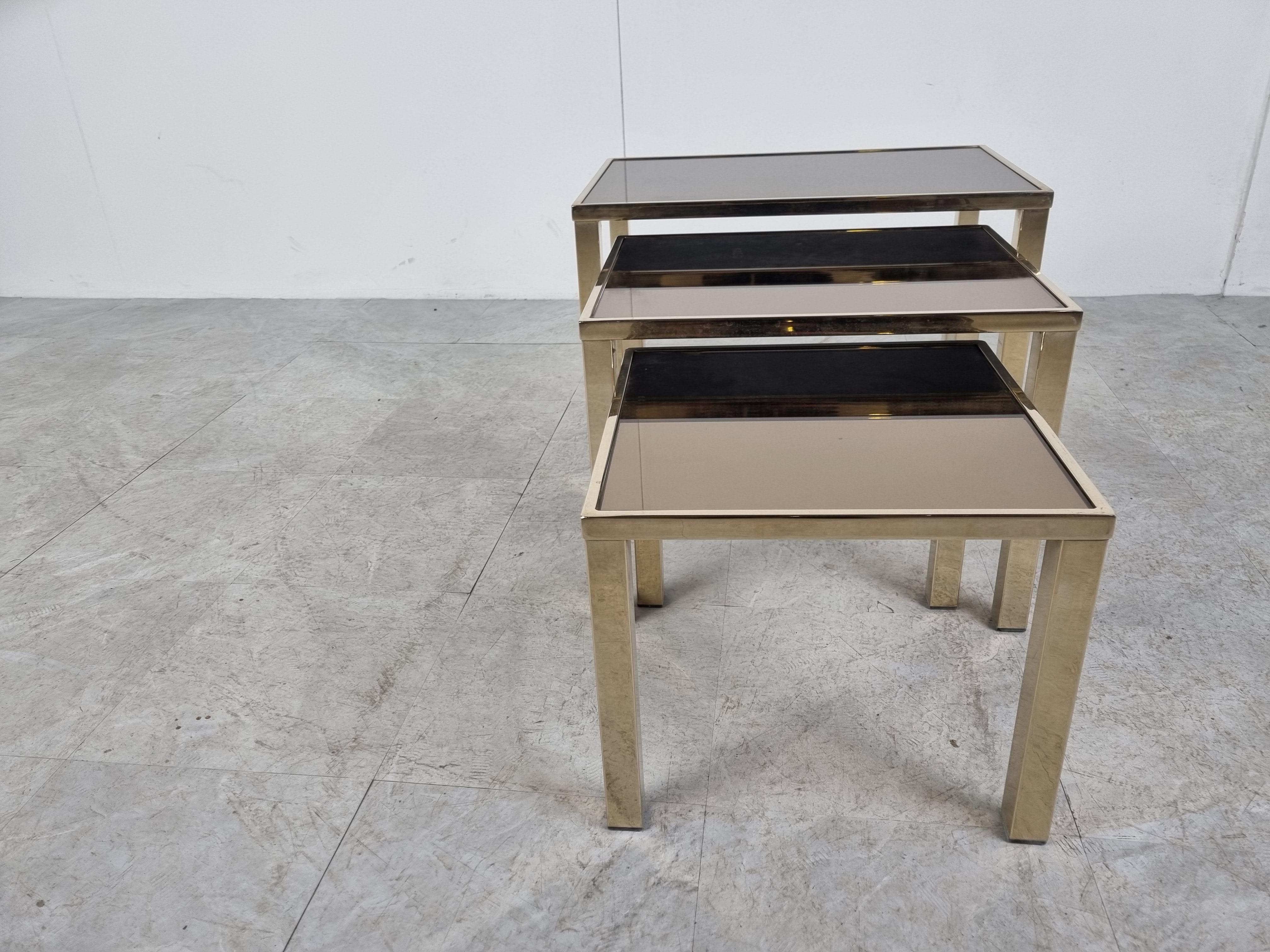 Belgian Vintage Brass Nesting Tables, 1970s