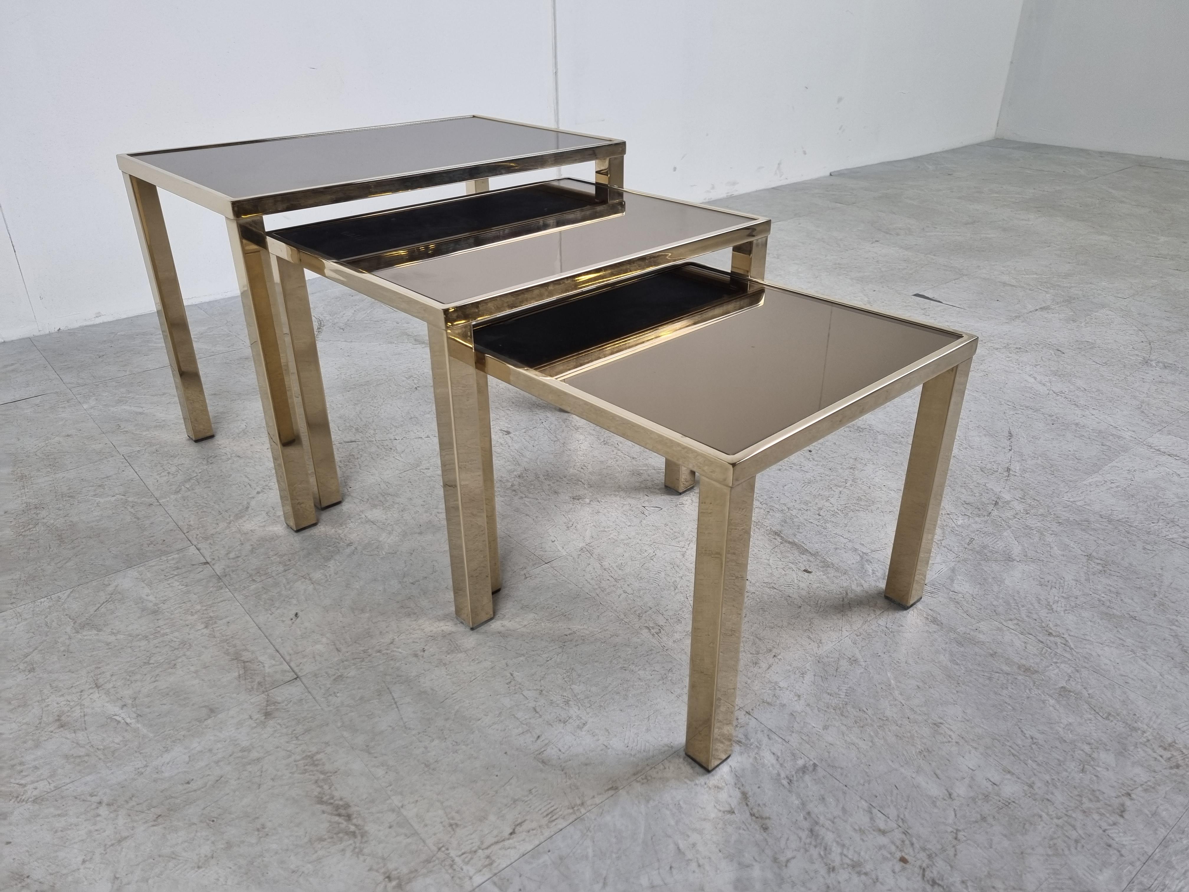 Vintage Brass Nesting Tables, 1970s In Good Condition In Leuven, Vlaams Gewest