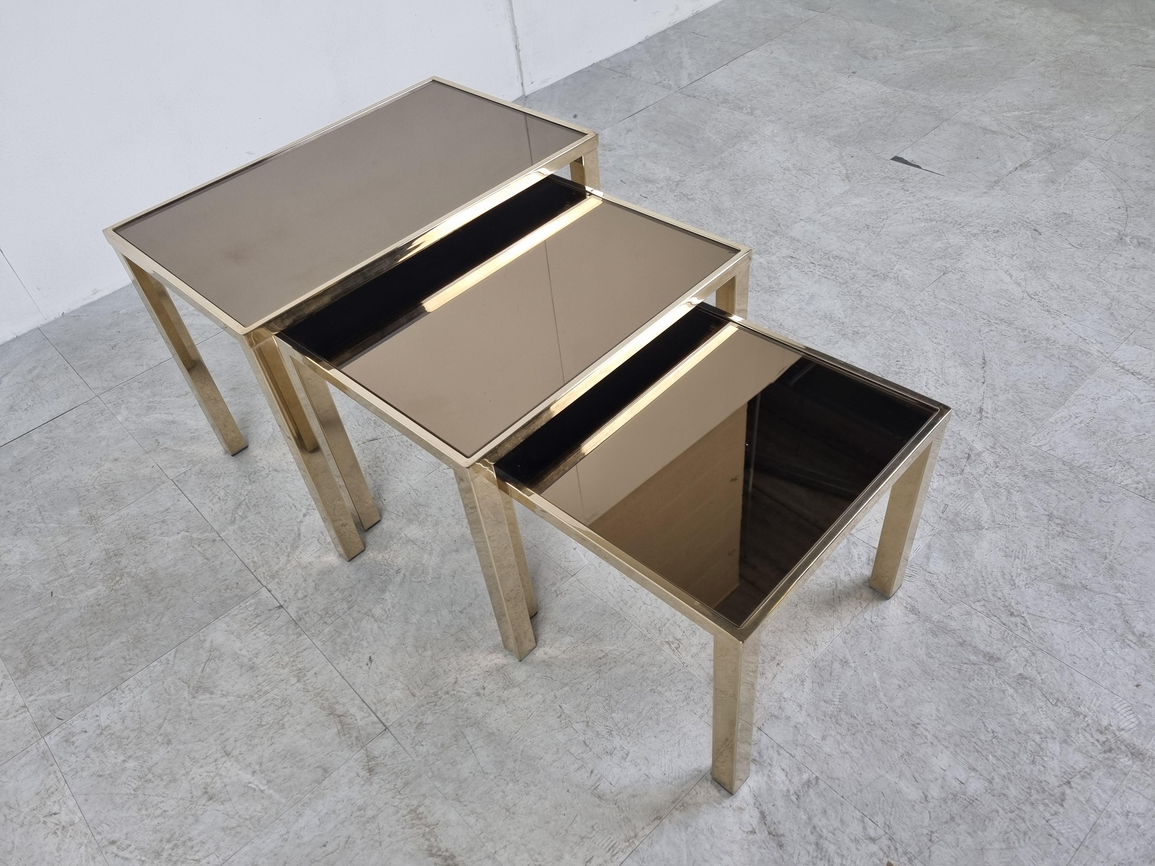 Late 20th Century Vintage Brass Nesting Tables, 1970s