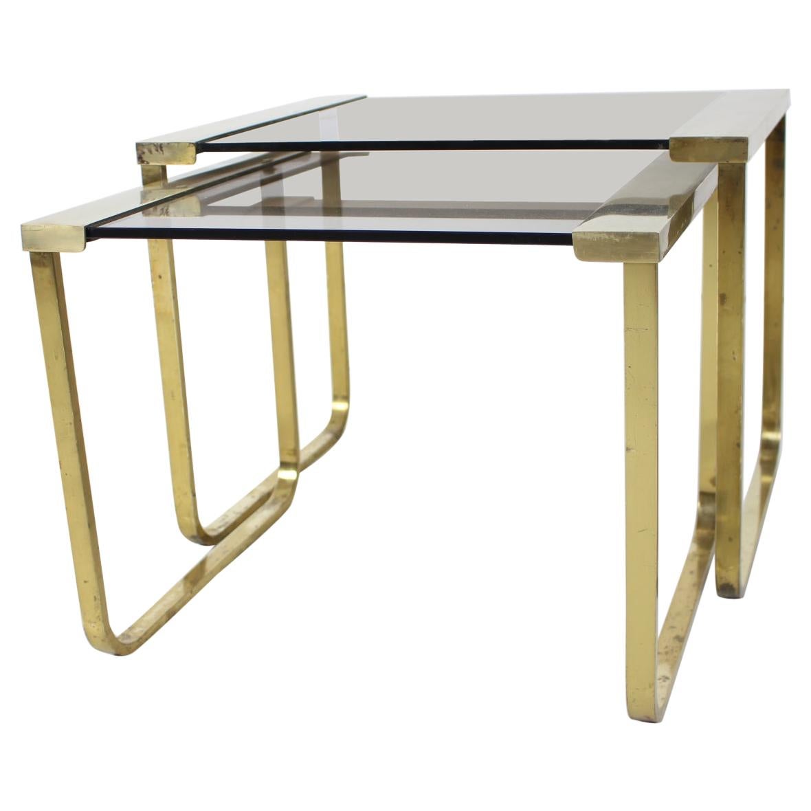 Vintage Brass Nesting Tables, 1970's