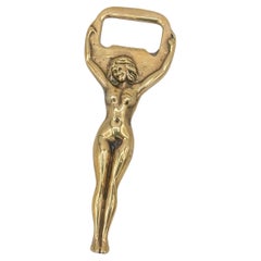 Vintage Brass Nude Girl Bottle Opener MidCentury Modern Metal