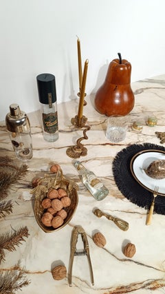 Vintage Brass Nutcracker with Nut Bowl in Art Nouveau-Style, 50s