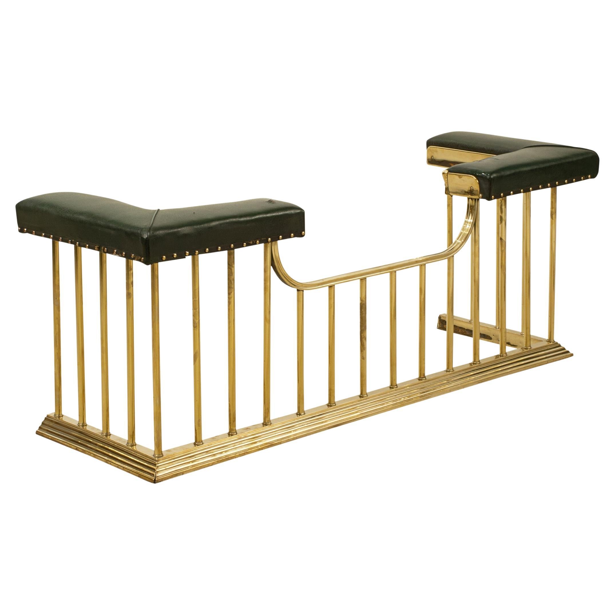 Dainty Brass and Green Leather Club Fender For Sale at 1stDibs