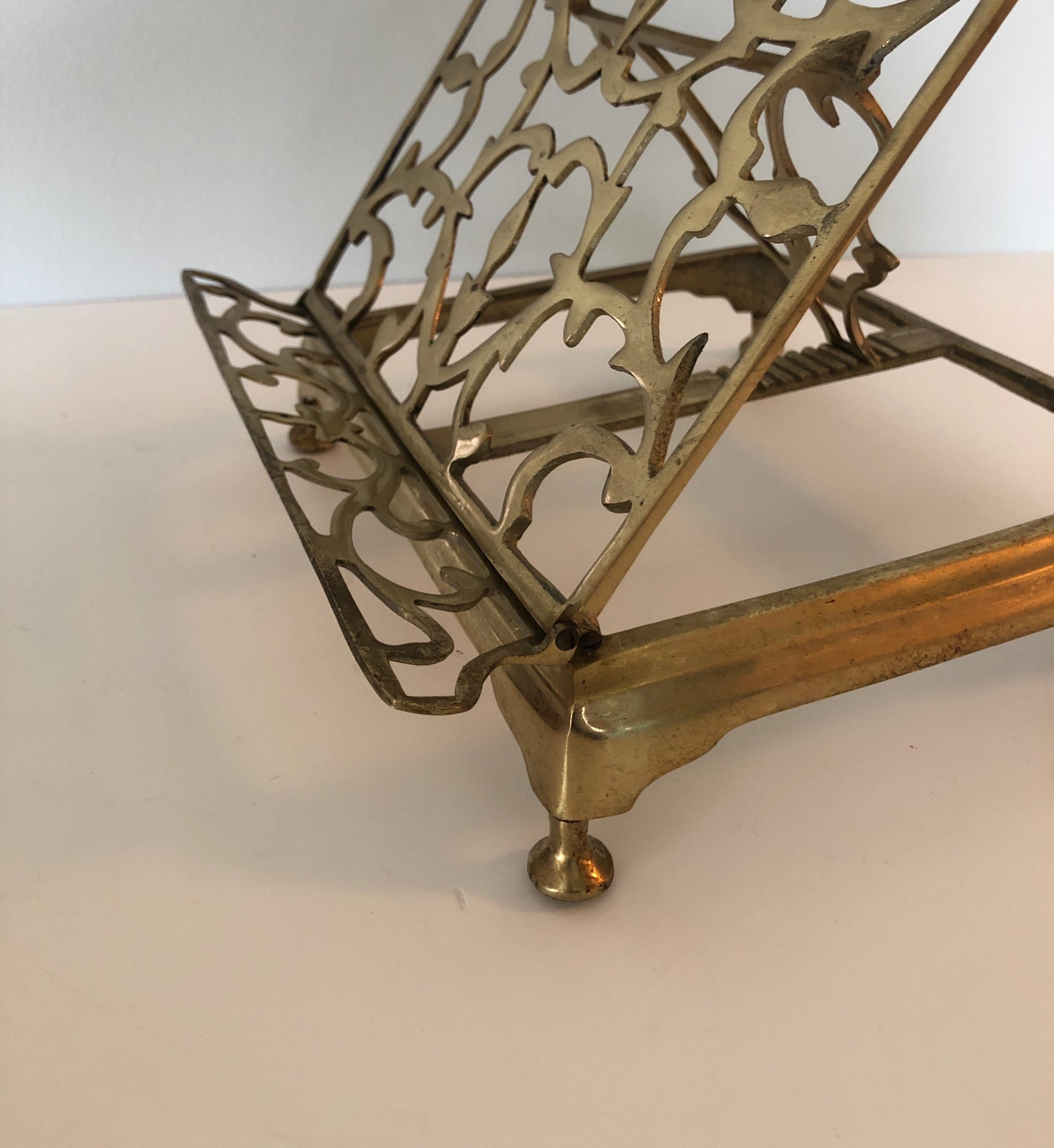 Indian Vintage Brass Ornate Book or Bible Stand with Small Round Feet