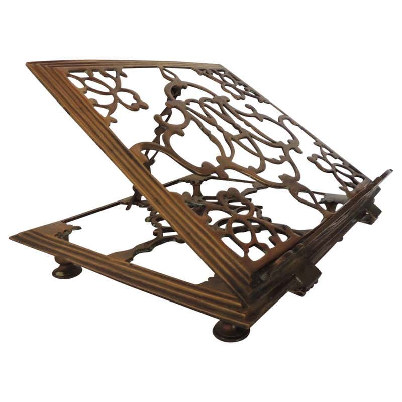 Vintage Brass Ornate Book or Bible Stand with Small Round Feet at 1stDibs