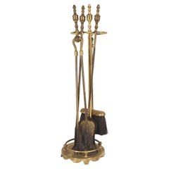 Vintage Brass Ornate Fireplace Tool Set With Stand:: 1950s:: B2756