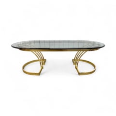 Vintage Brass & Oval Glass Top Coffee Table