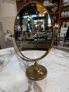 Vintage Brass Oval Vanity Mirror with Swivel Stand