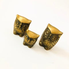 Vintage Brass Owls - Set of 3