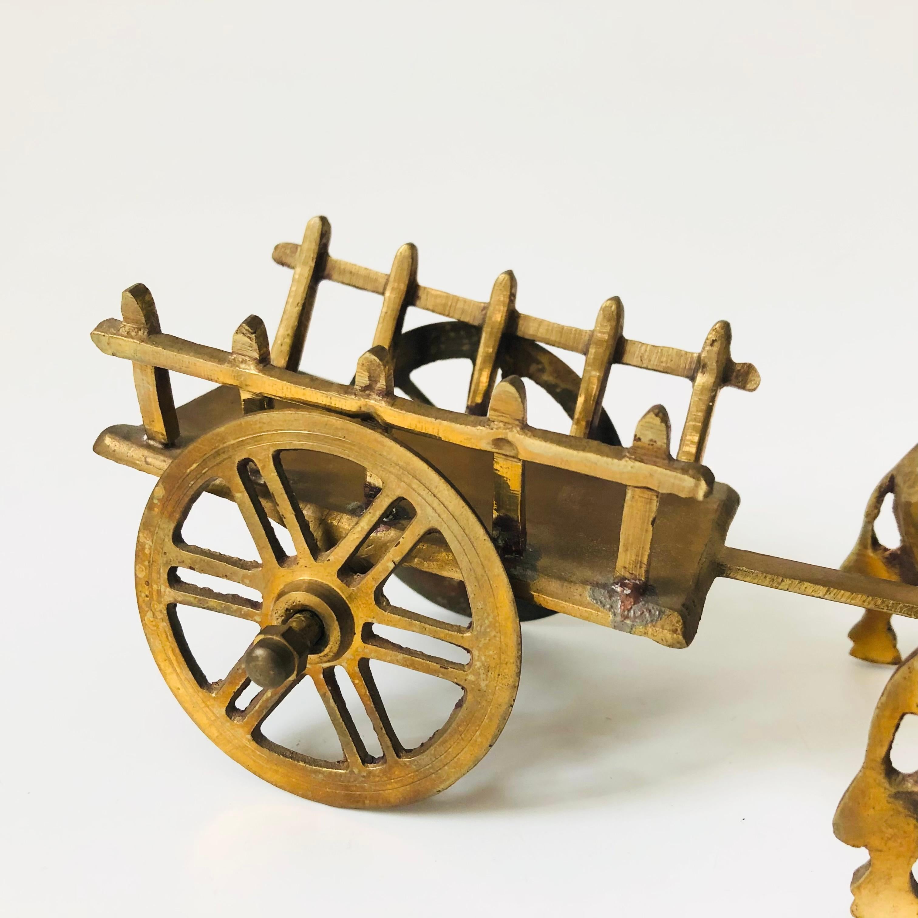 Vintage Brass Oxen Cart For Sale 1