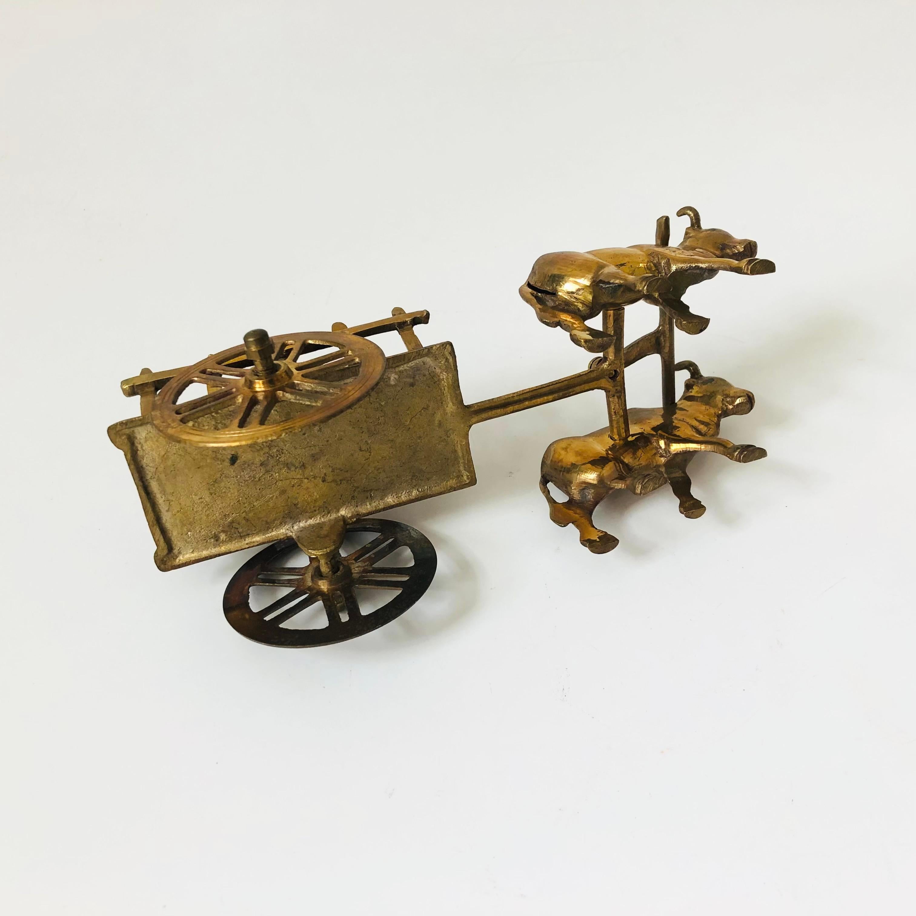 Vintage Brass Oxen Cart For Sale 3