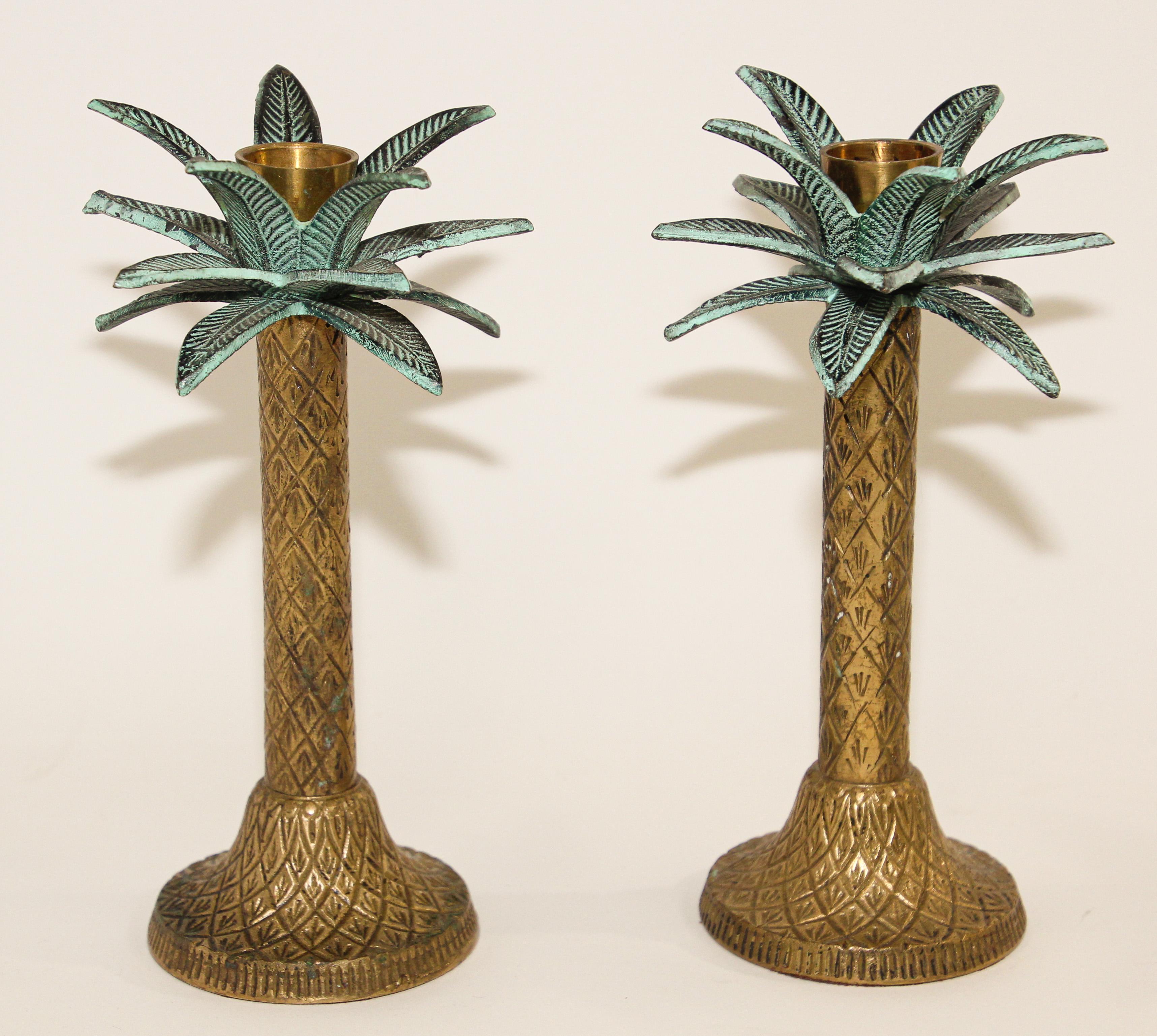brass palm tree candle holders