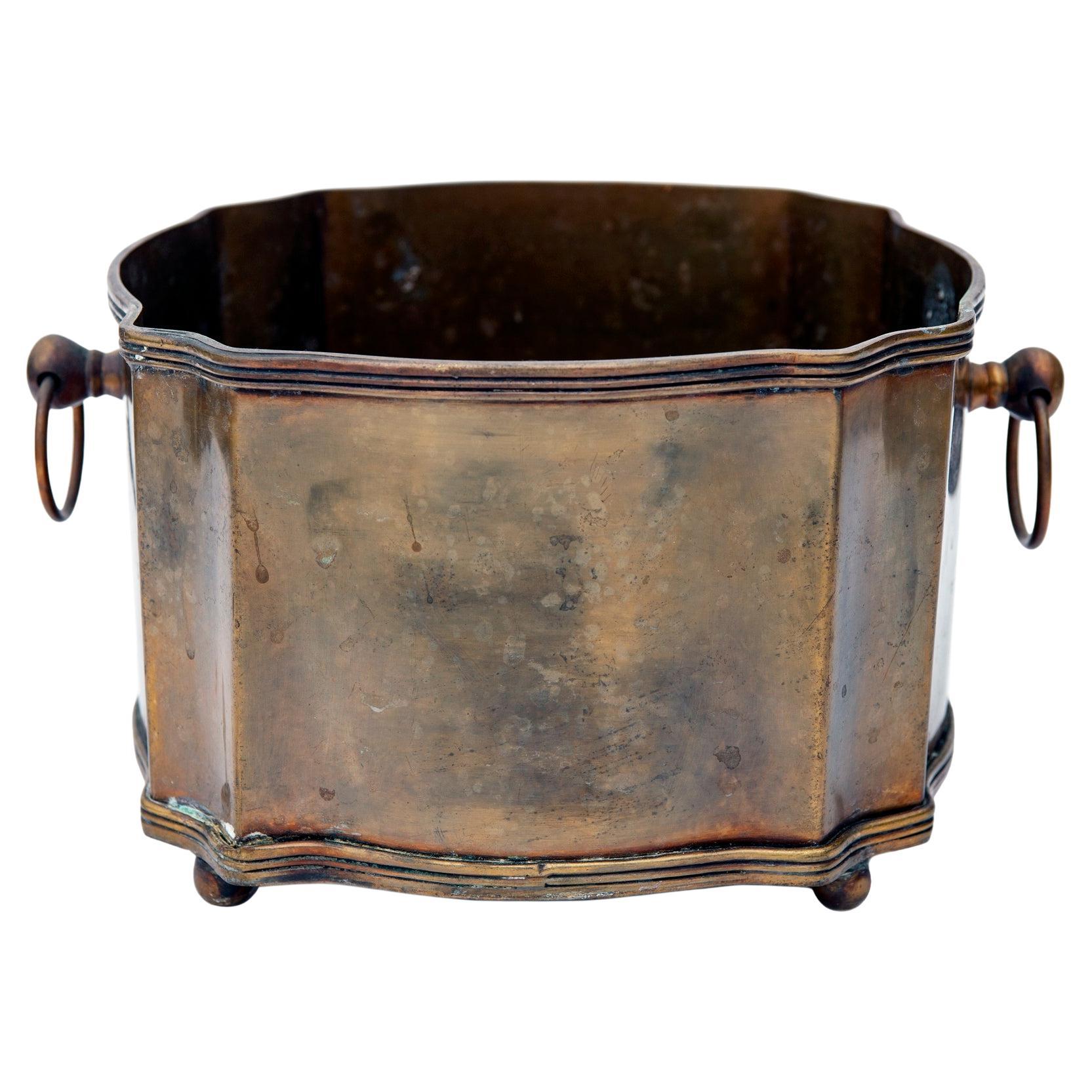 Vintage Brass Paneled Planter
