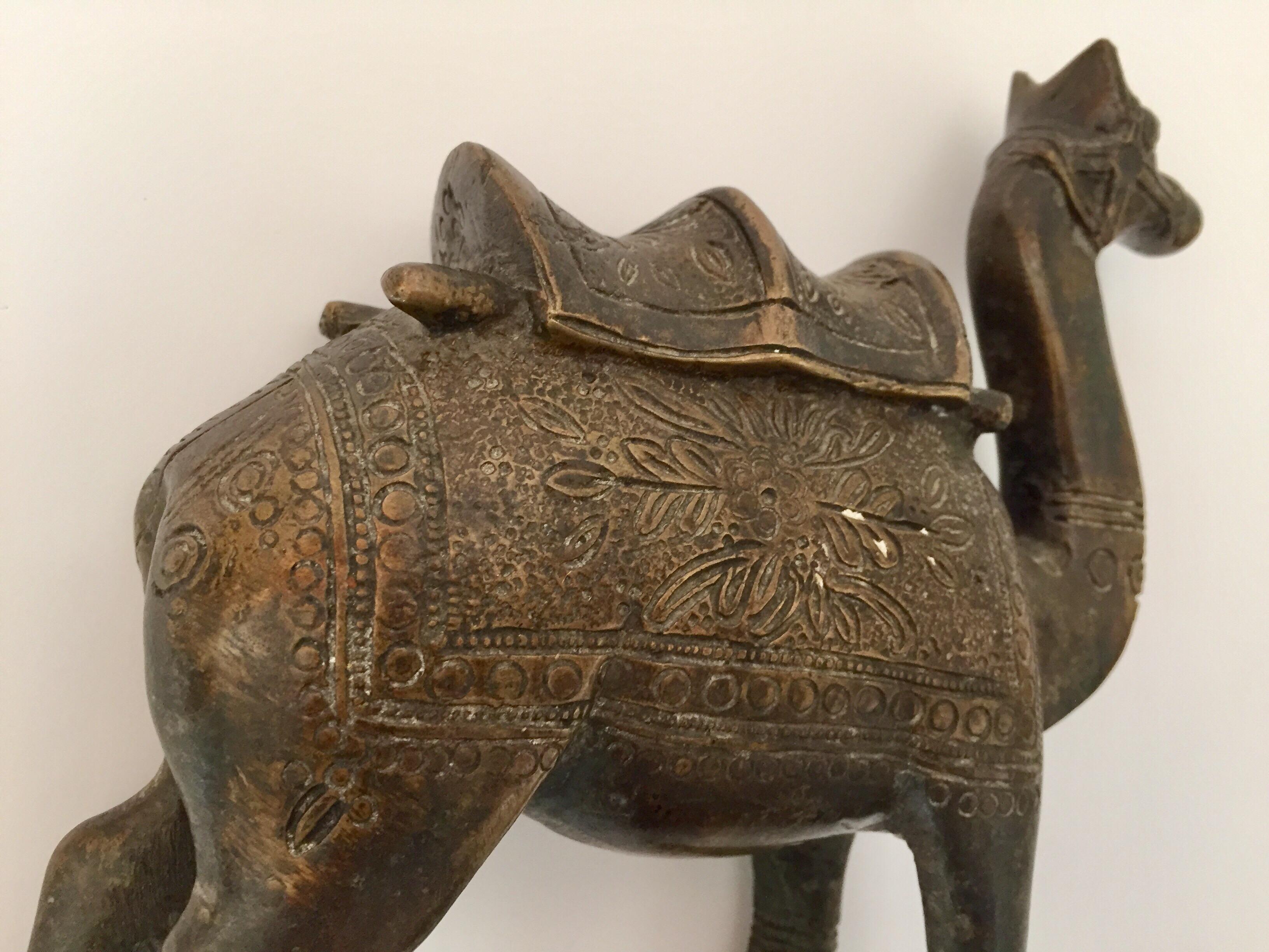 Vintage Brass Patinated Standing Camel Sculpture 7