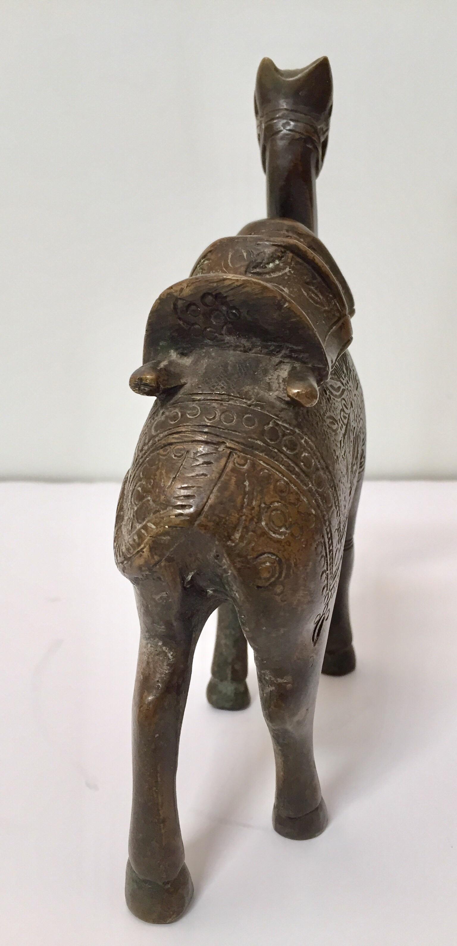 Indian Vintage Brass Patinated Standing Camel Sculpture
