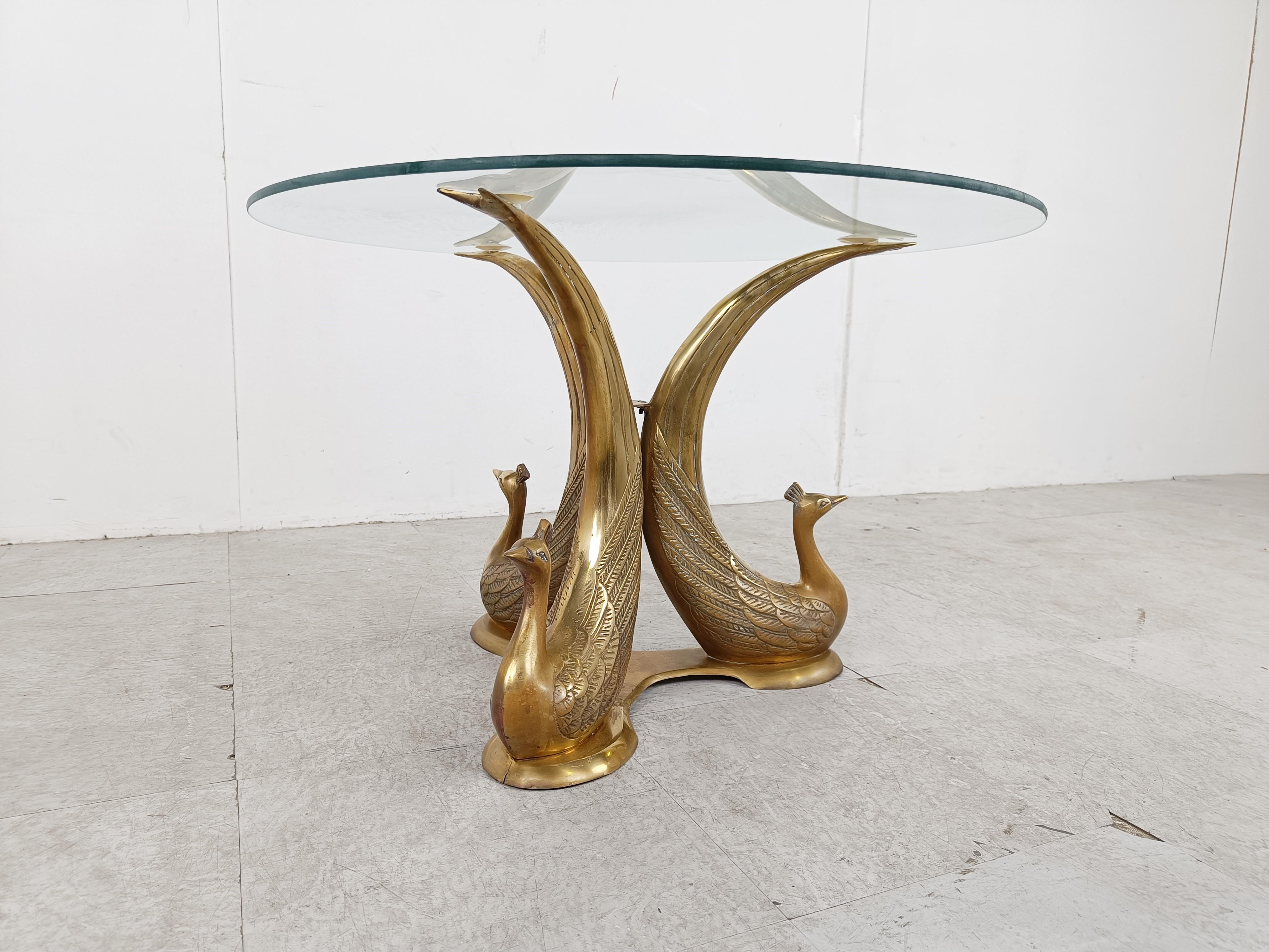 Vintage brass peacock coffee table, 1970s For Sale 3