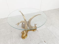 Table basse vintage en laiton en forme de paon, 1970