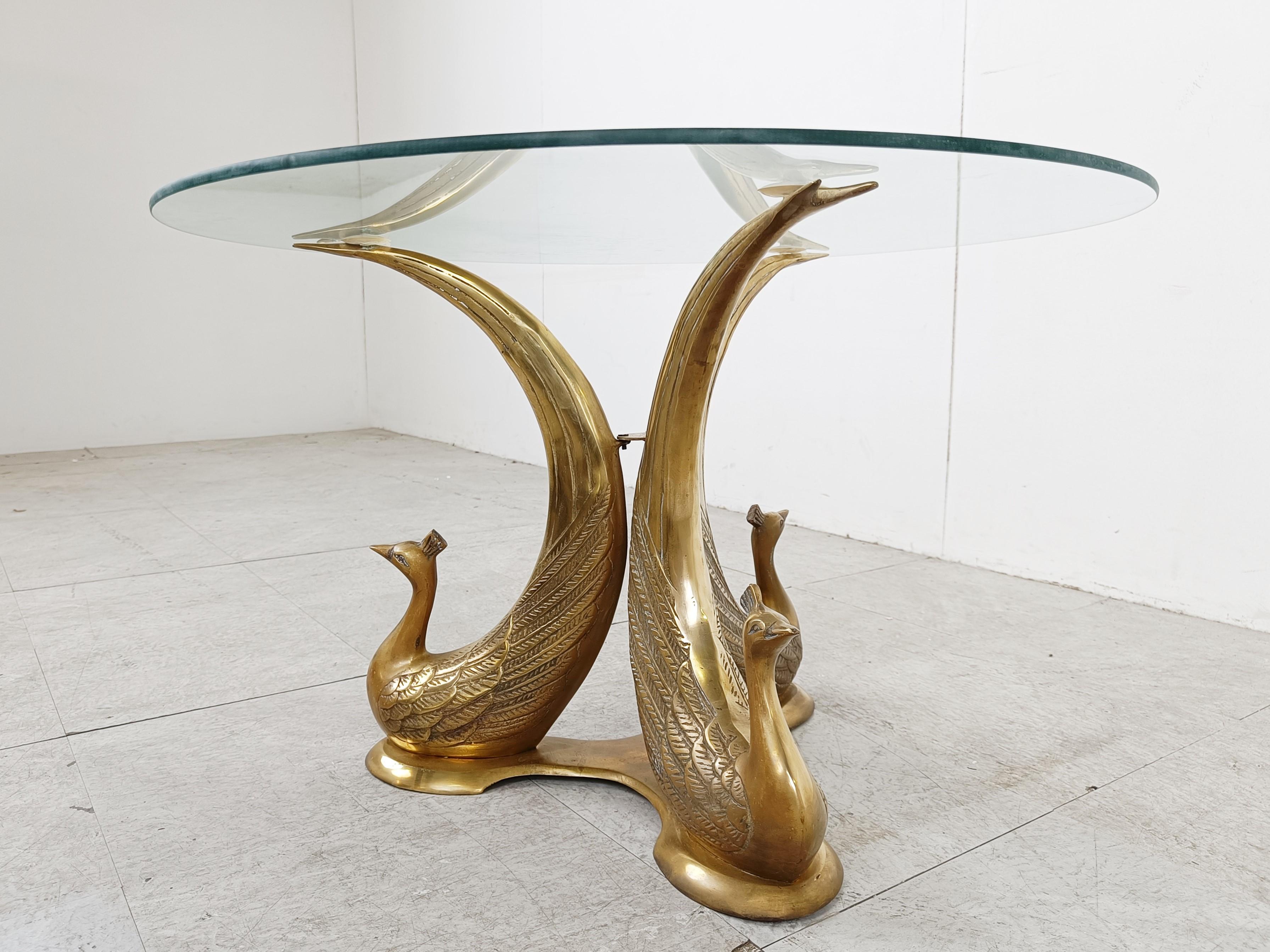 Late 20th Century Vintage brass peacock coffee table, 1970s For Sale