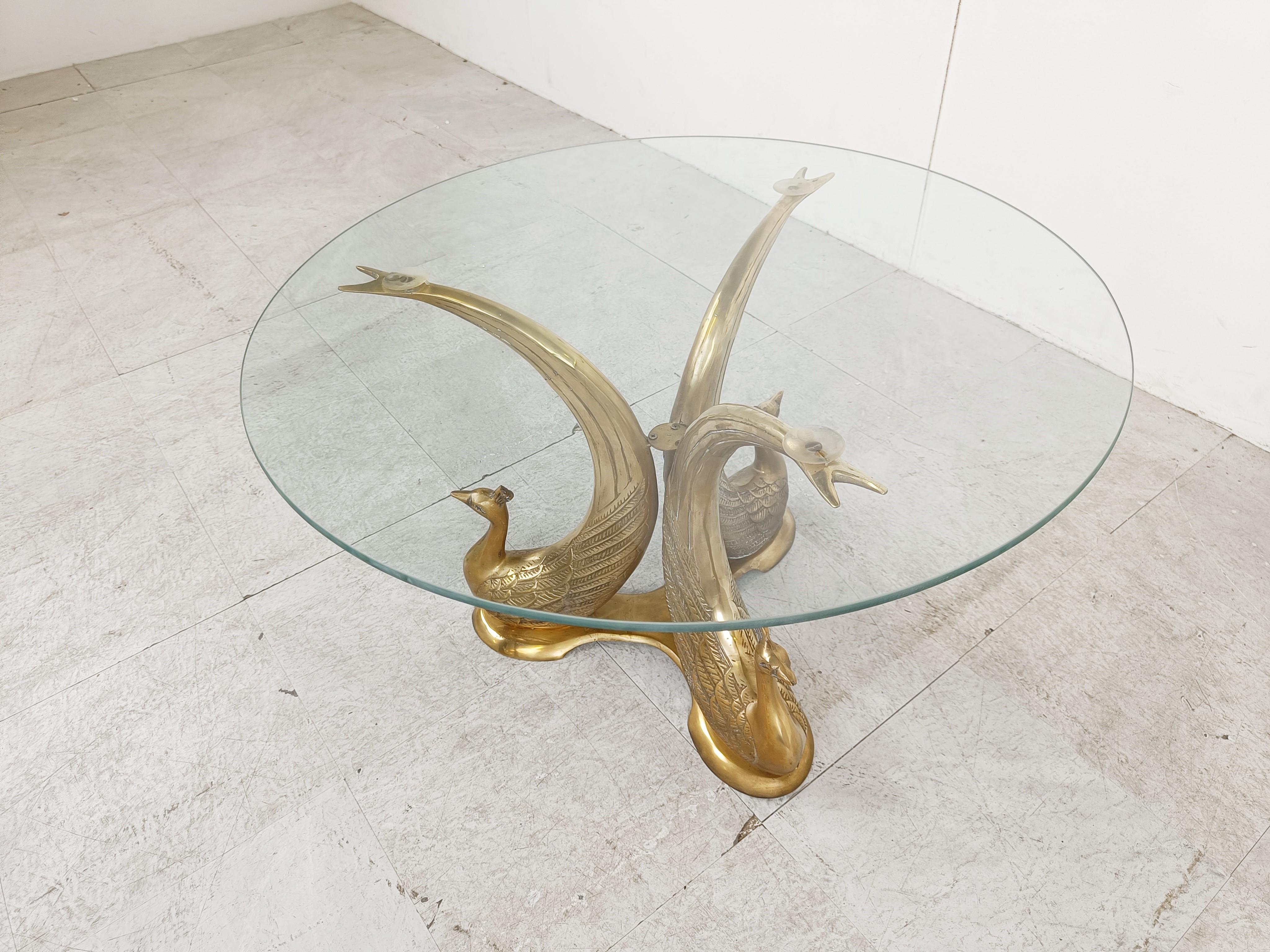 Brass Vintage brass peacock coffee table, 1970s For Sale
