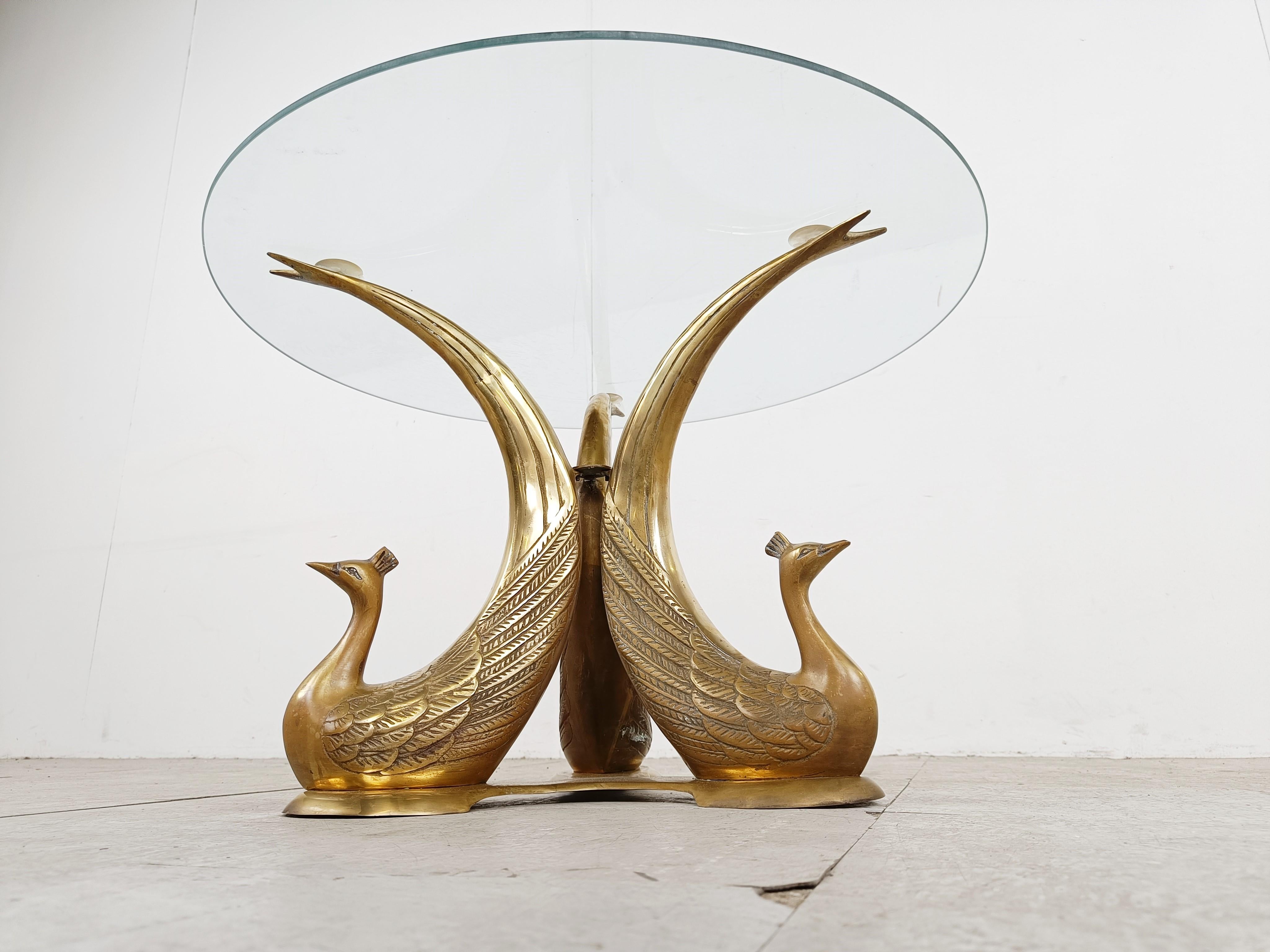 Vintage brass peacock coffee table, 1970s For Sale 1