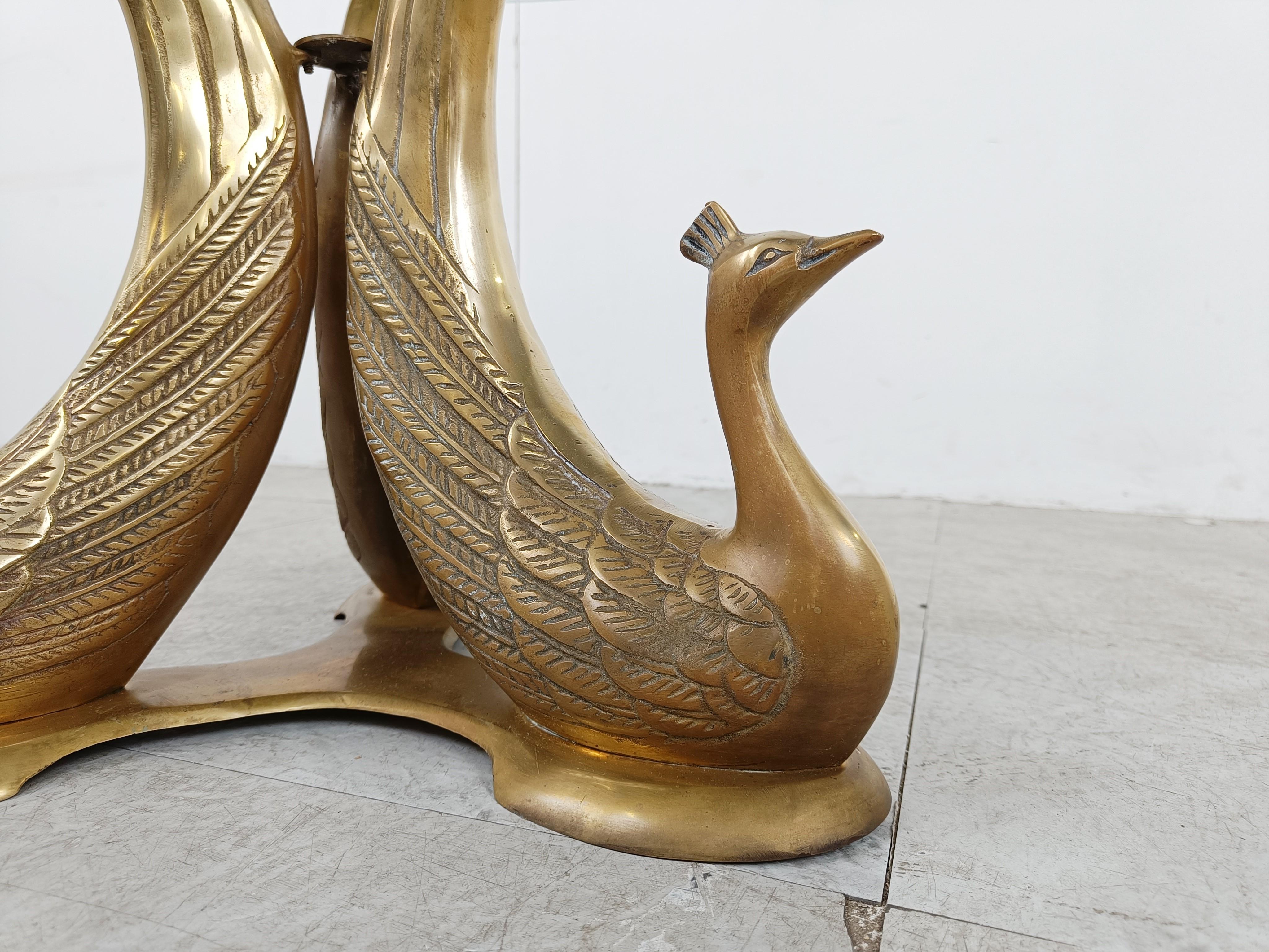 Vintage brass peacock coffee table, 1970s For Sale 2