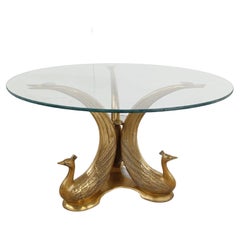 Vintage brass peacock coffee table, 1970s
