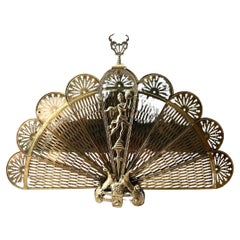 Paravent de cheminée en laiton avec paon, de style vintage et victorien
