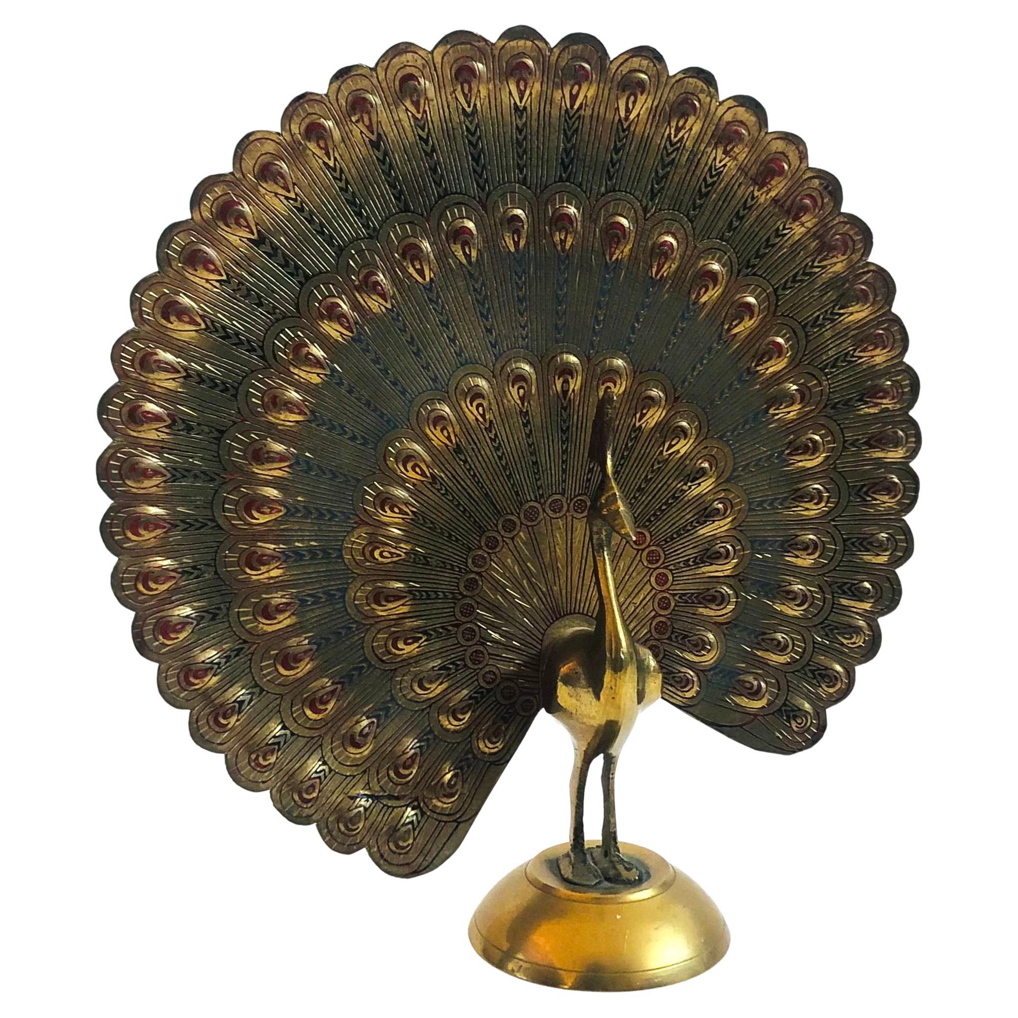 Vintage Brass Peacock For Sale at 1stDibs