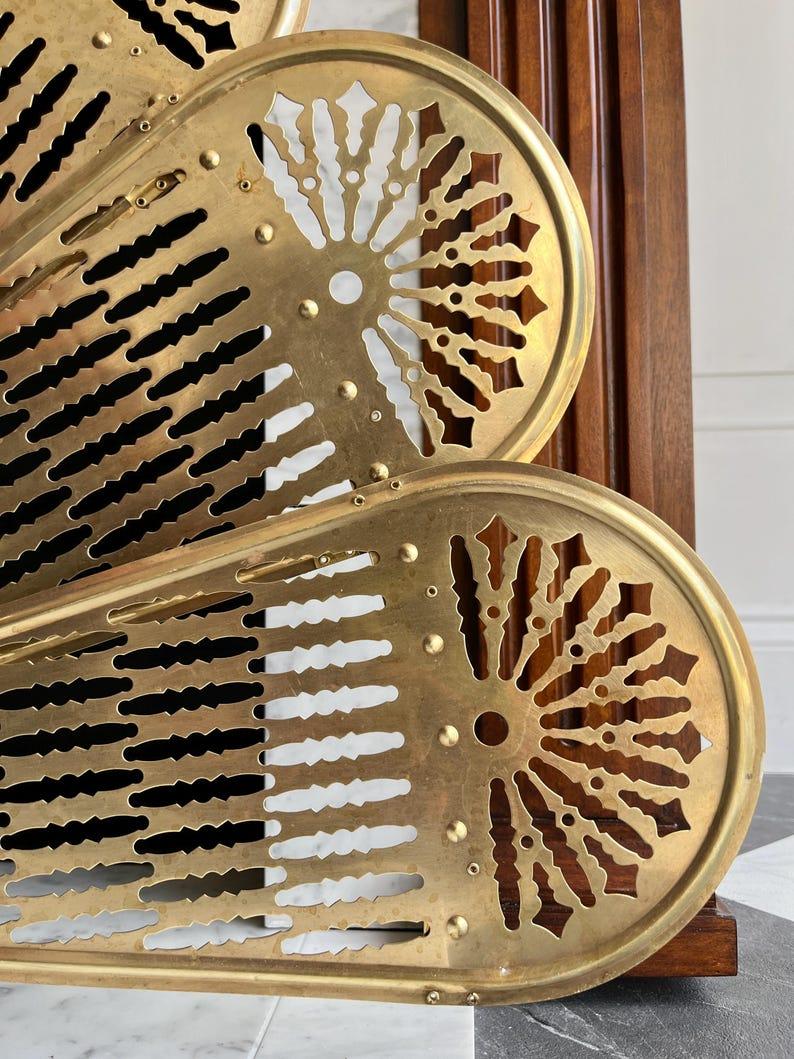Vintage Brass Peacock Style Gargoyle Folding Fireplace Screen For Sale ...