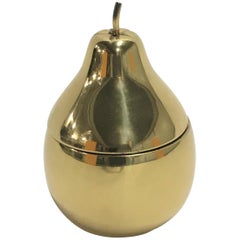 Vintage Brass Pear Ice Bucket Made in Italy, 1970s