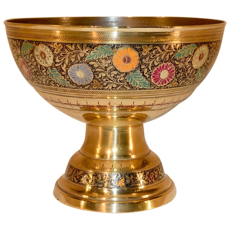 Vintage Brass Pedestal Bowl For Sale at 1stDibs