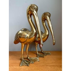 Vintage Brass Pelican Sculptures - A Pair