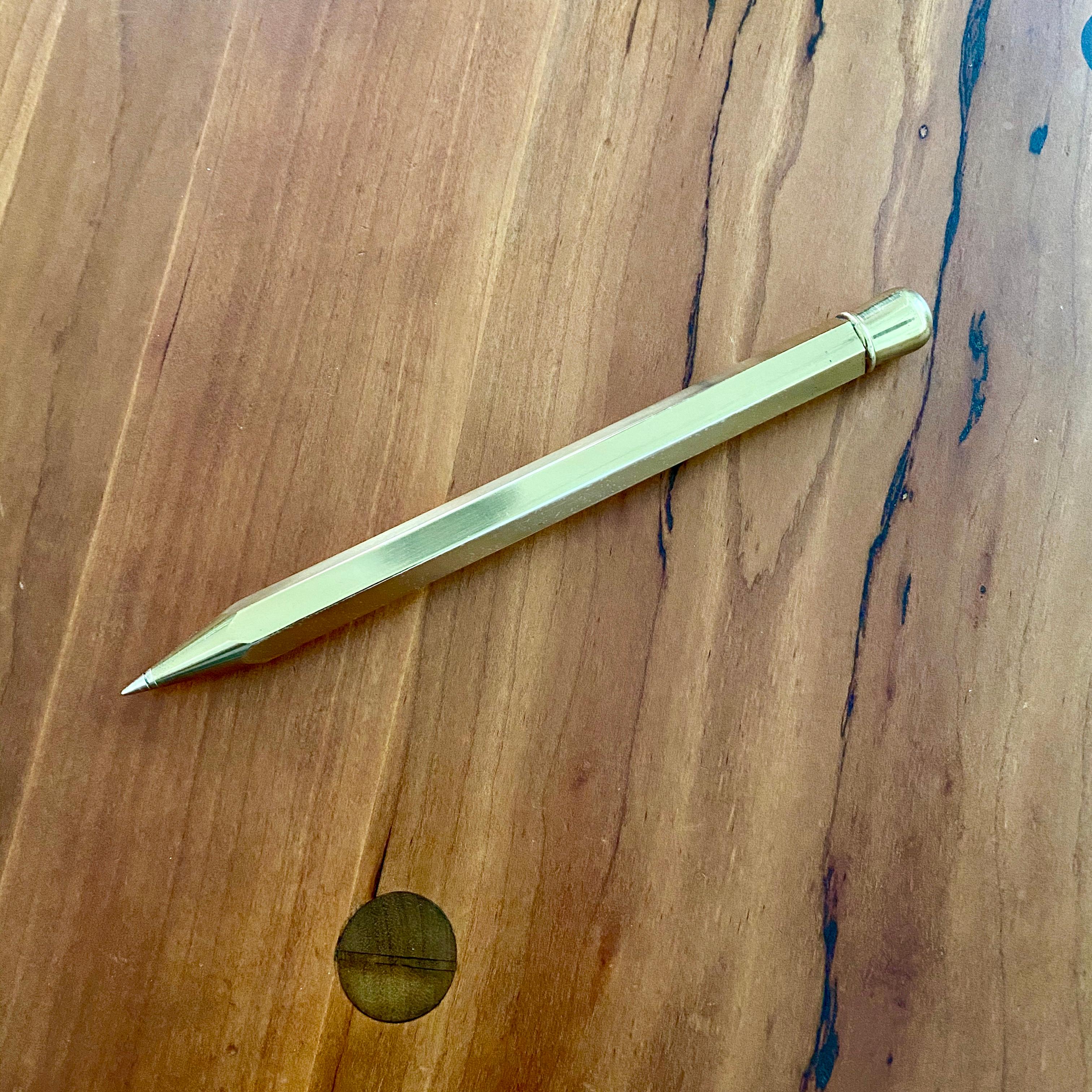 Vintage Brass Pen, Phone Dialer, Paper Weight Attributed to Carl Aubock For Sale 3