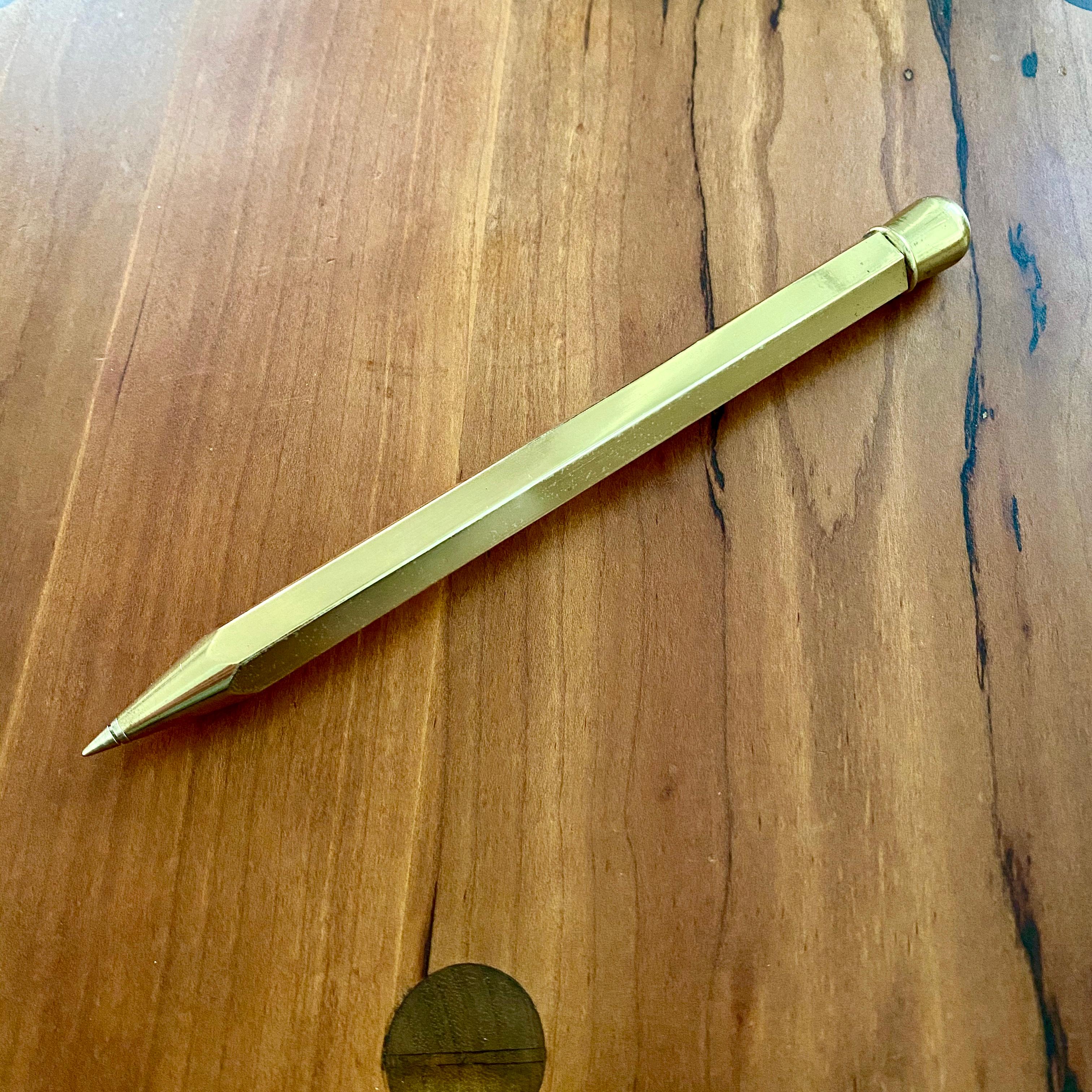 Vintage Brass Pen, Phone Dialer, Paper Weight Attributed to Carl Aubock For Sale 4