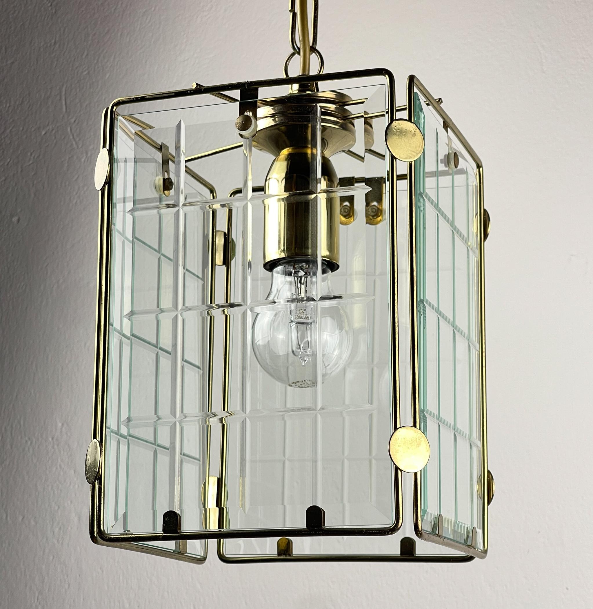 Vintage brass pendant lamp, Italy, 1970s For Sale 3