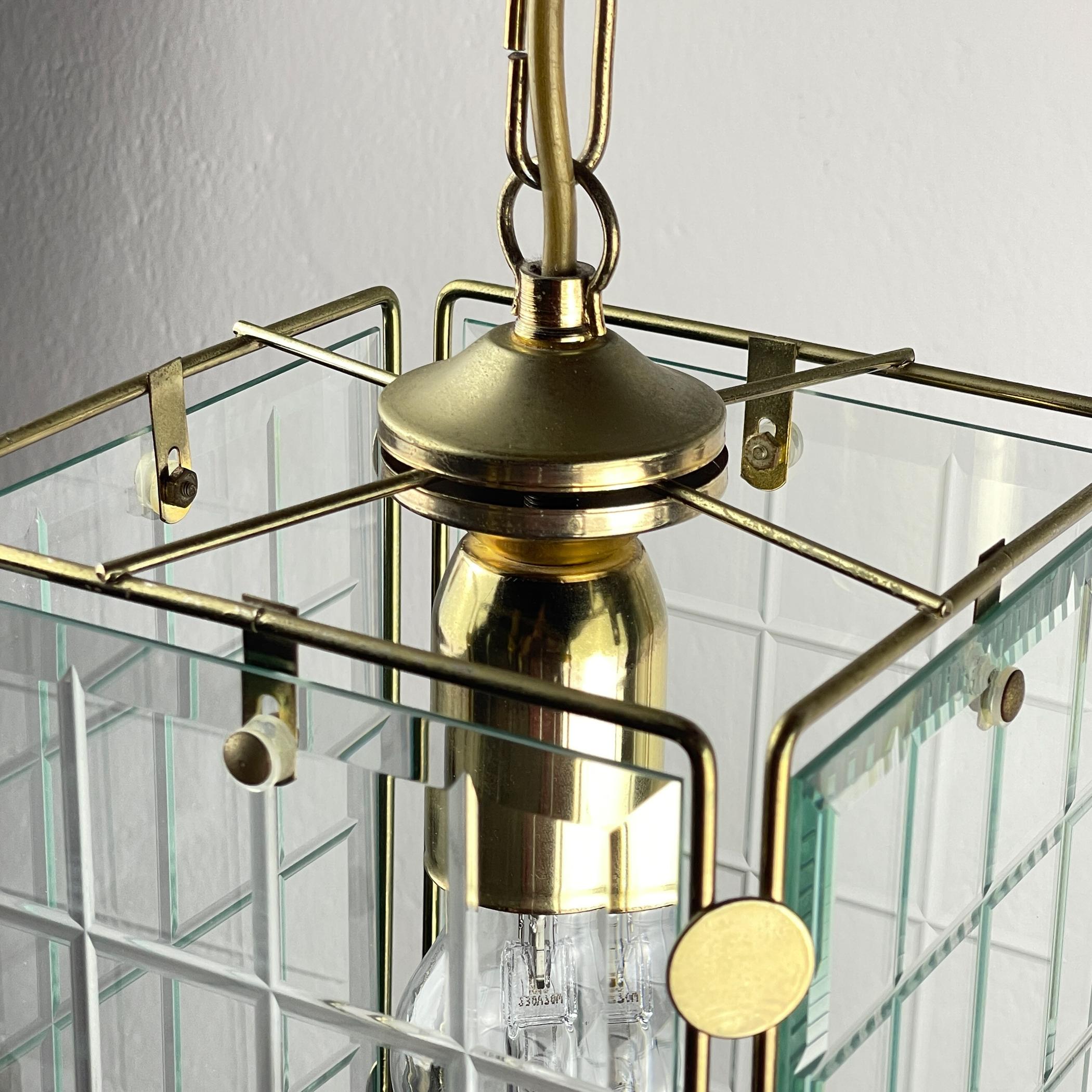 Vintage brass pendant lamp, Italy, 1970s For Sale 8
