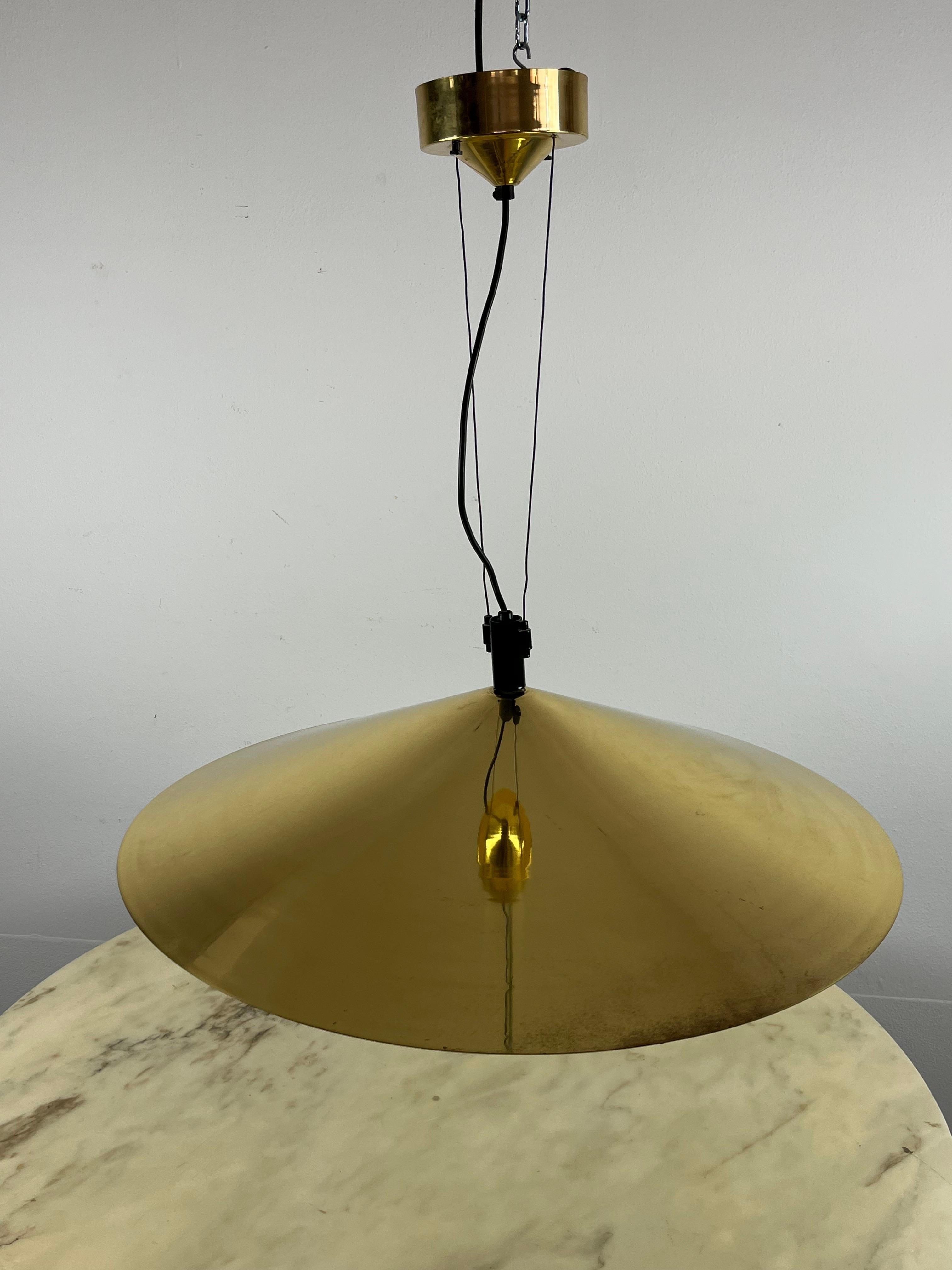 Vintage Italian   Golden Aluminium Lamp 1970s In Good Condition For Sale In Palermo, IT