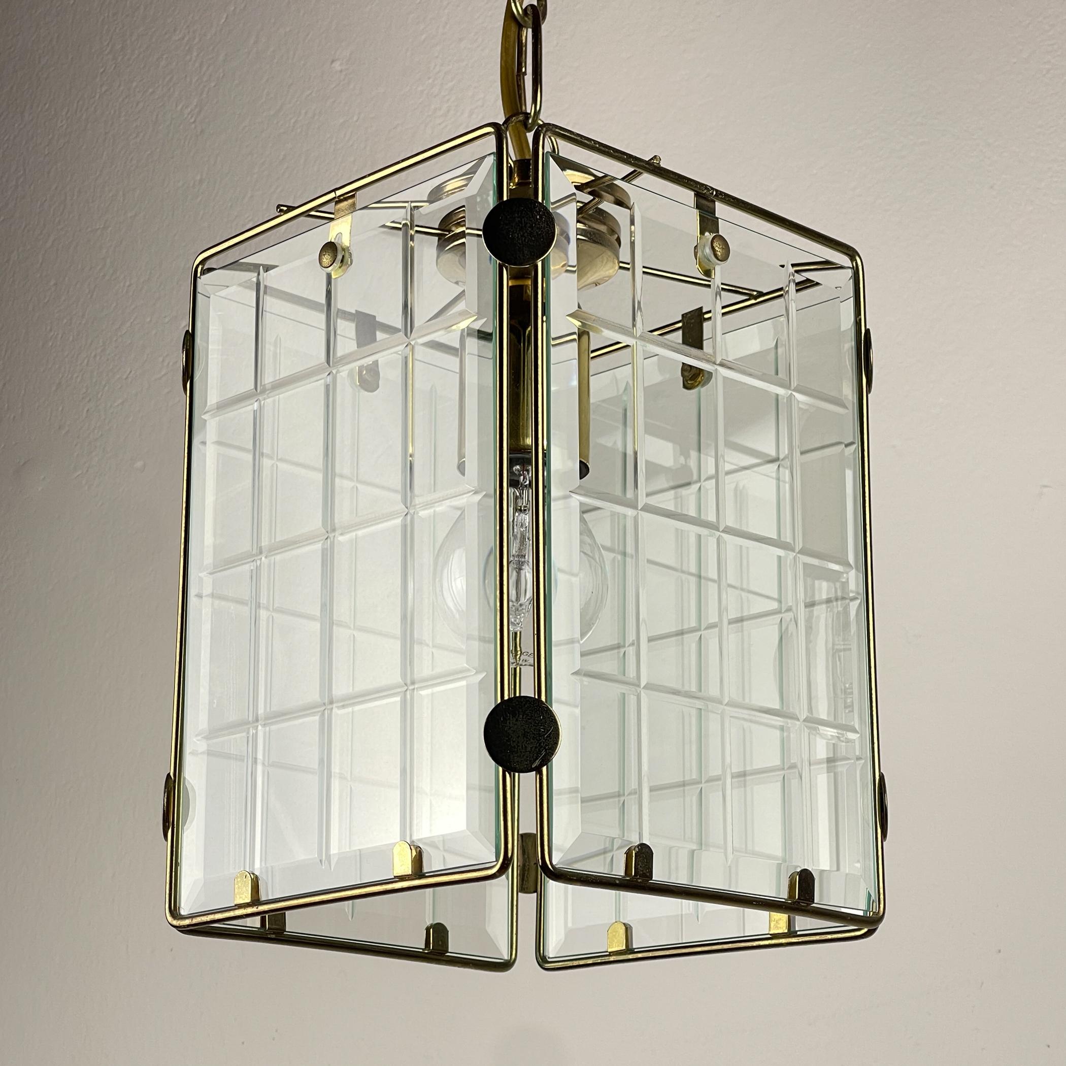 Vintage brass pendant lamp, Italy, 1970s In Good Condition For Sale In Miklavž Pri Taboru, SI