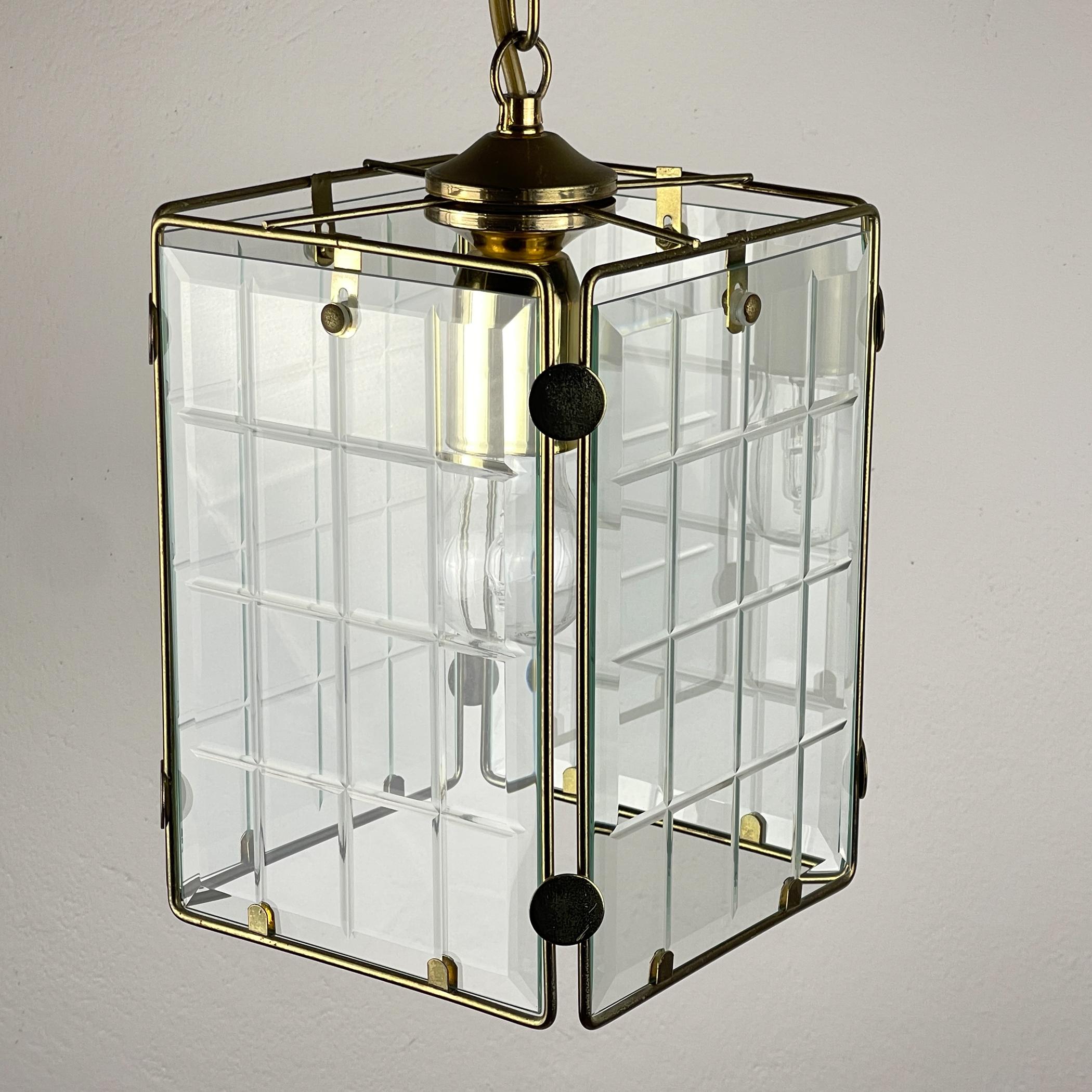 20th Century Vintage brass pendant lamp, Italy, 1970s For Sale