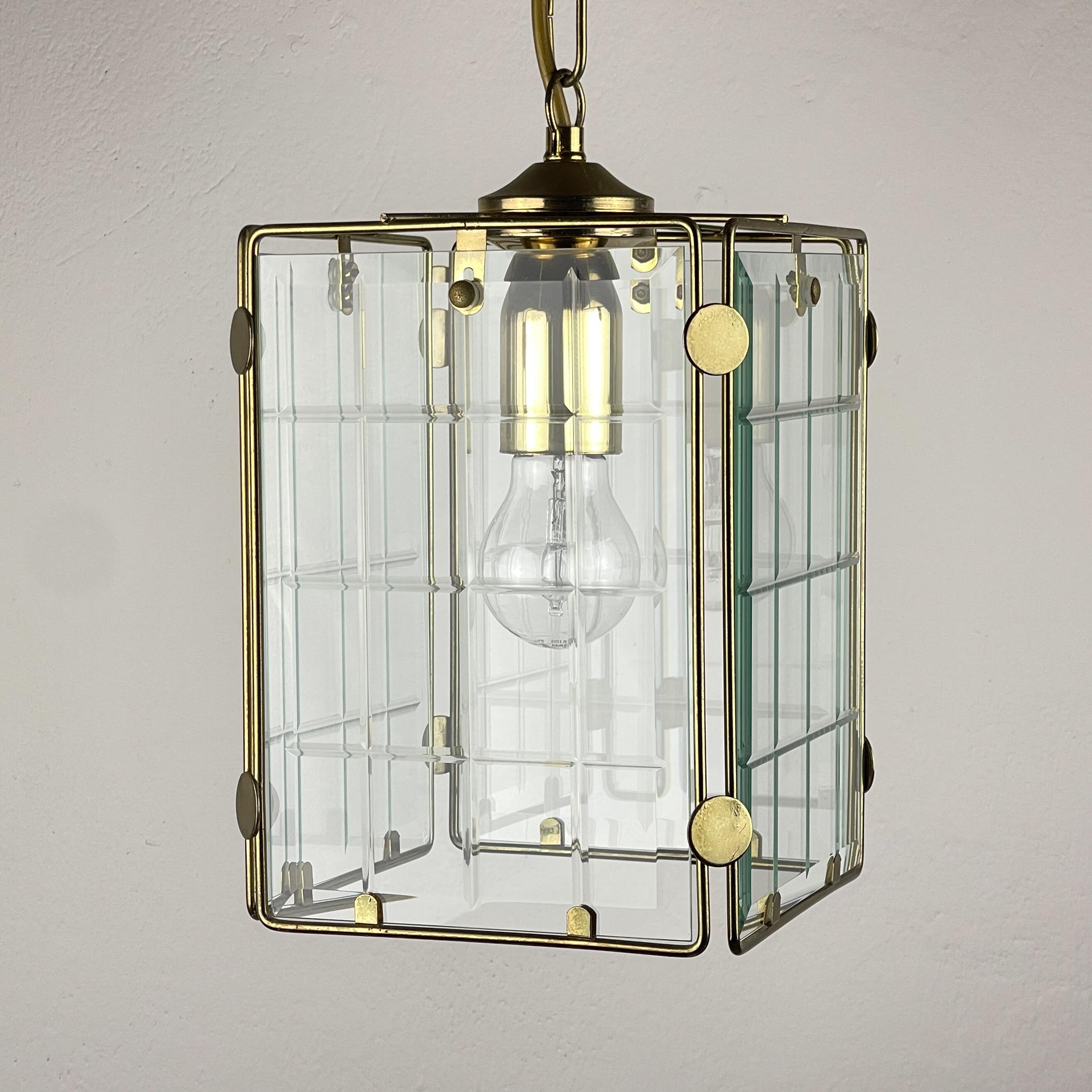 Brass Vintage brass pendant lamp, Italy, 1970s For Sale
