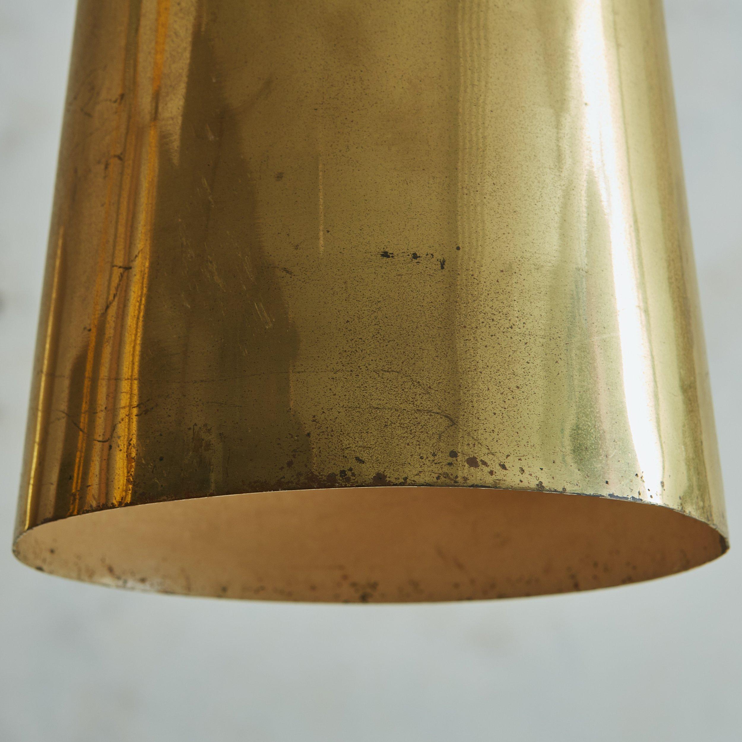 Vintage Brass Pendant Light with Perforated Trim - 2 Available For Sale 3