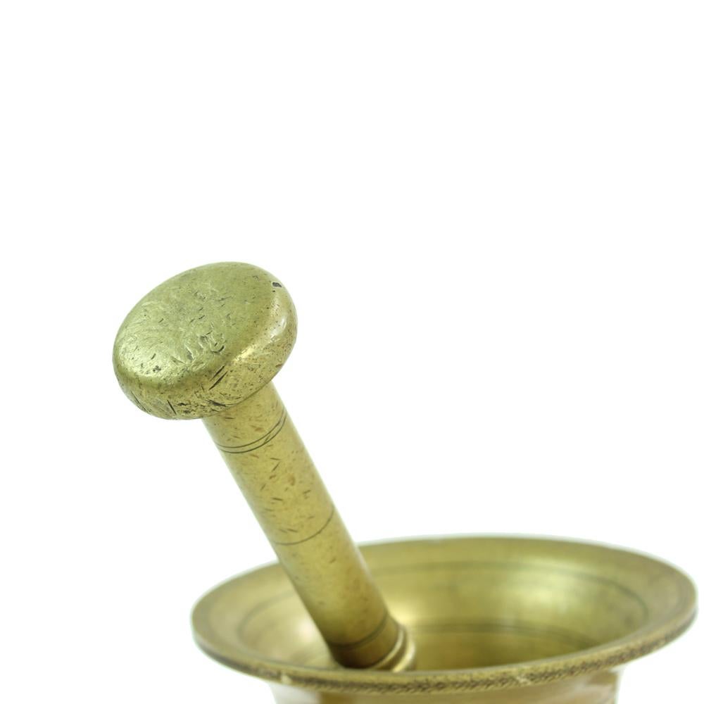 Vintage Brass Pestle & Mortar, Czechoslovakia Circa 1940s In Good Condition For Sale In Zohor, SK