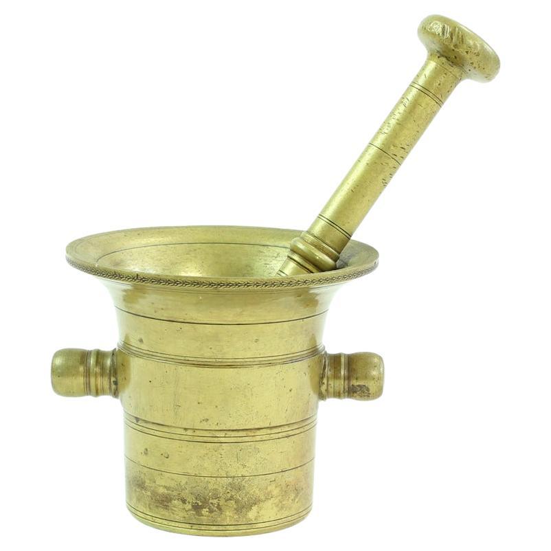 Vintage Brass Pestle & Mortar, Czechoslovakia Circa 1940s For Sale