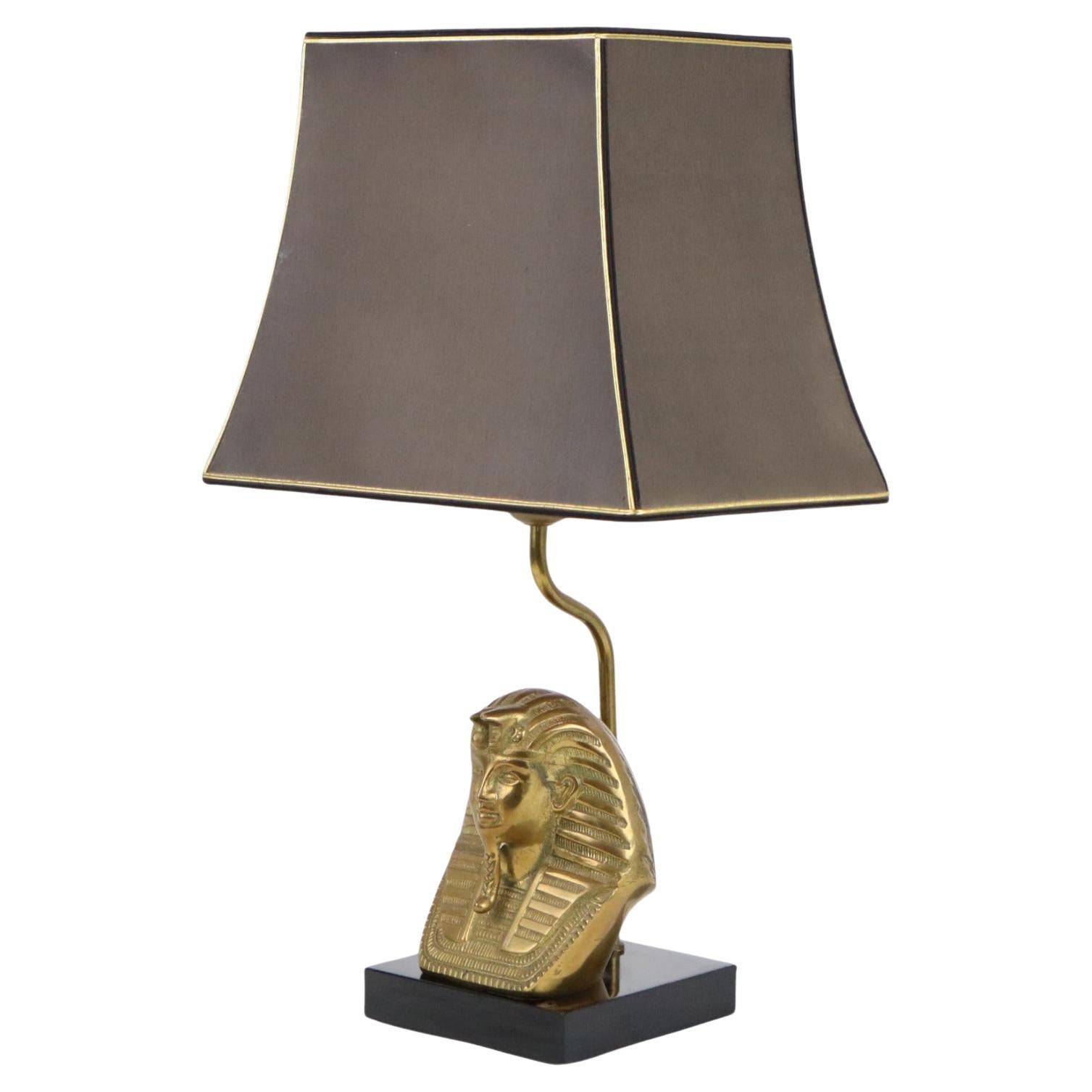Vintage Brass Pharaoh Lamp Hollywood Regency Massive Belgium