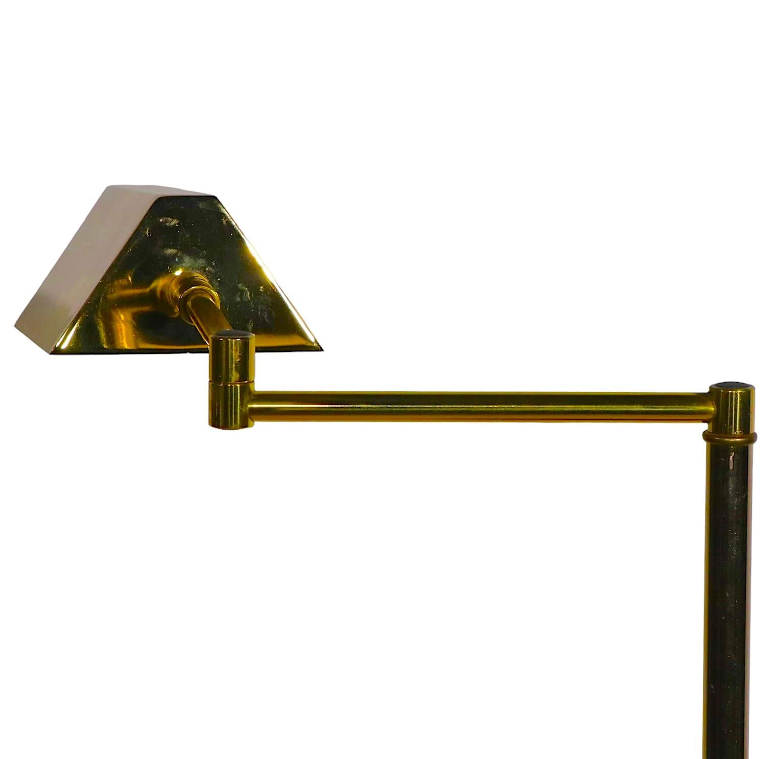 Vintage Brass Pharmacy Style Flex Arm Floor Lamp 7