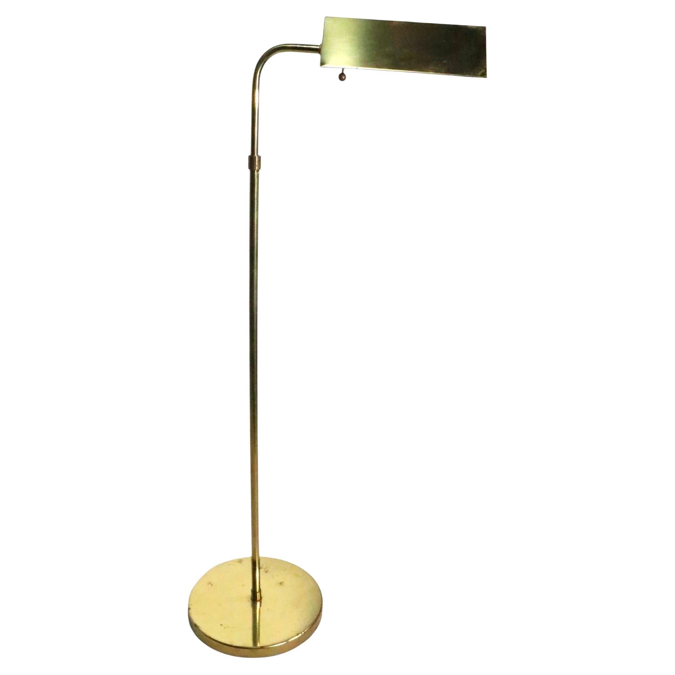 Vintage Brass Pharmacy Style Floor Lamp c. 1970
s