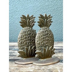 Vintage Brass Pineapple Bookends. - Set of 2