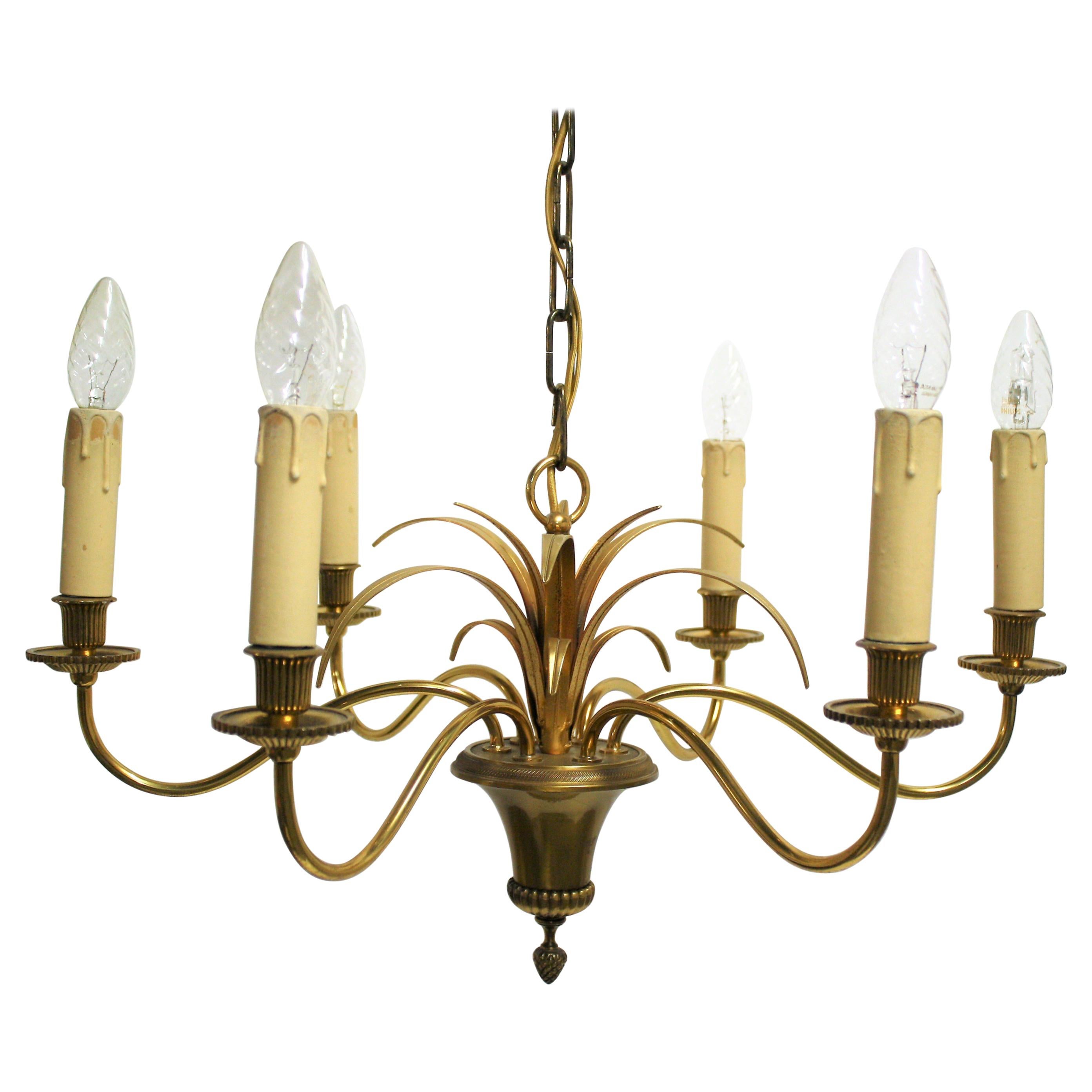 Vintage Brass Pineapple Chandelier, 1960s