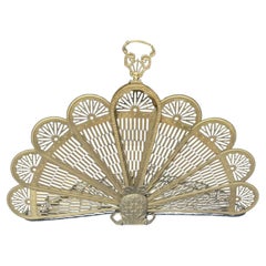 Vintage Brass Pineapple Folding Fan Fireplace Screen
