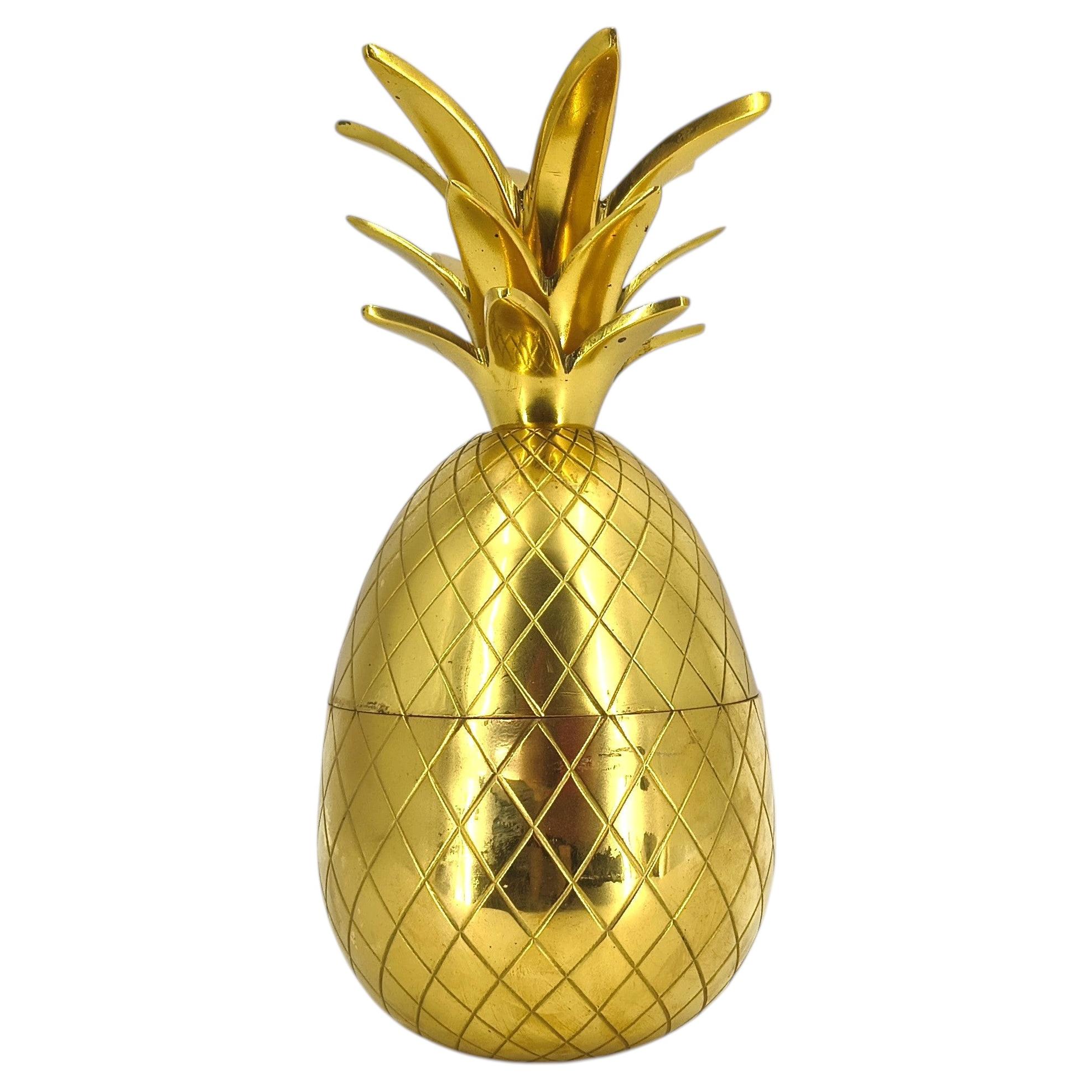 VIntage brass pineapple ice bucket, 1970s
